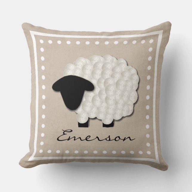 Personlig Namn Lilla lamb Nursery Pillow Kudde (Framsida)
