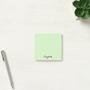 Personlig Namn Ljust grönt hemmakontor för hemmet Post-it Block
