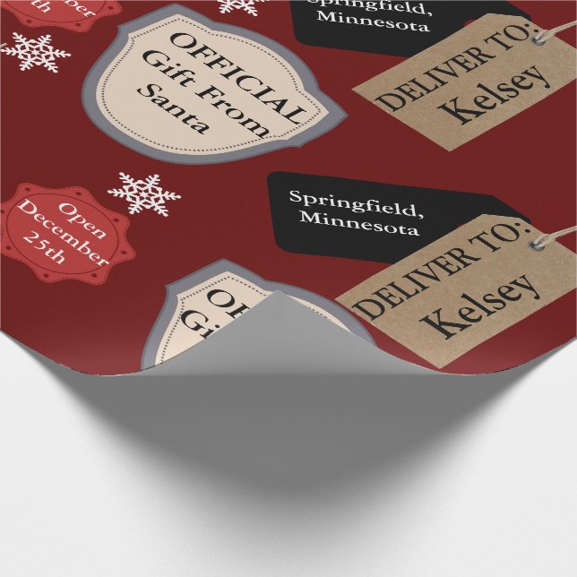 Personlig Namn & Location Officiell Santa Presentpapper (Hörn)