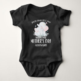Personlig Namn Lycklig 1:a Mors dag - elefant T Shirt