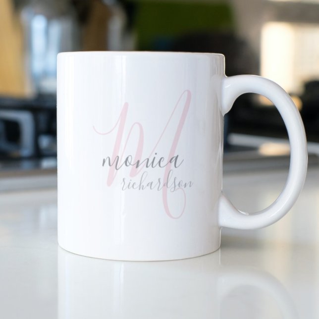 PERSONLIG NAMN . M monogramvit Kaffemugg (Skapare uppladdad)