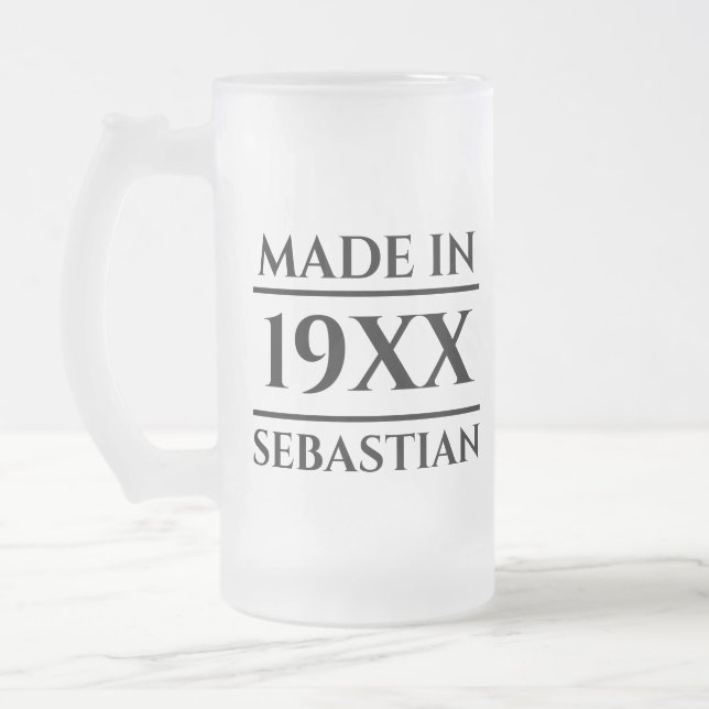 Personlig Namn Made in Year Frostat Ölglas (Vänster)