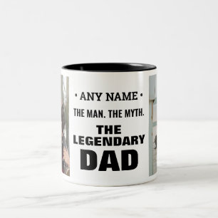 Personlig Namn Man Myth Legendary Pappa Photo Två-Tonad Mugg