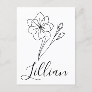 Personlig namn Mars jonquil Födelsedagsblomma Vykort