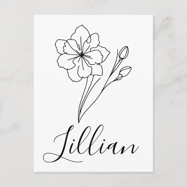 Personlig namn Mars jonquil Födelsedagsblomma Vykort (Framsida)