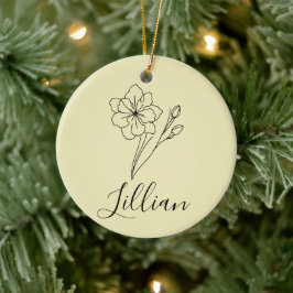Personlig namn Mars jonquil födelsemblomma Julgransprydnad Keramik