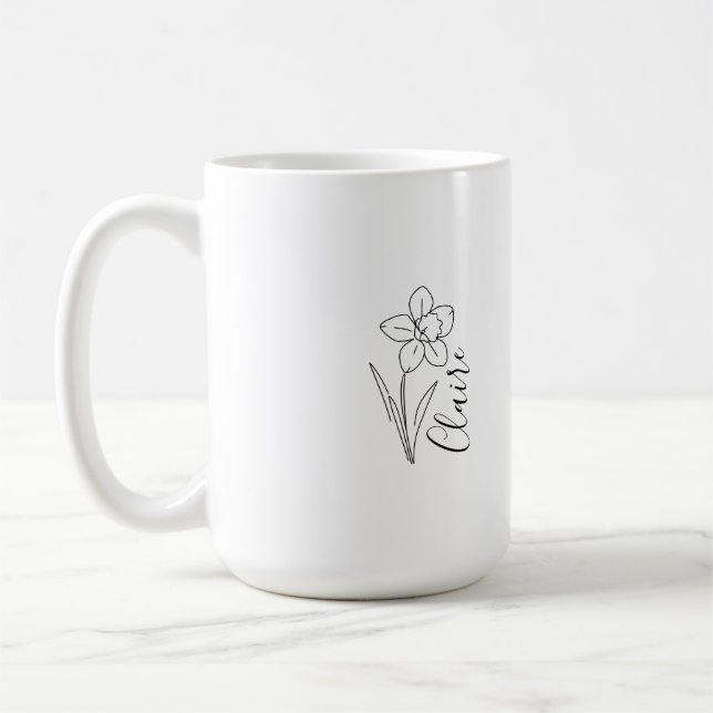 Personlig namn Mars-narciss Födelsblomma Kaffemugg (Vänster)