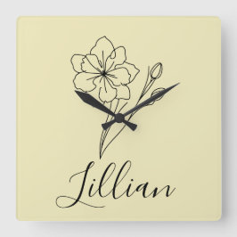 Personlig namn Mart Joquil Birth Flower Fyrkantig Klocka