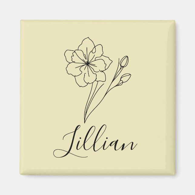 Personlig namn Mart Joquil Birth Flower Magnet (Framsidan)