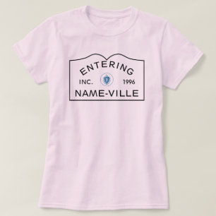 PERSONLIG Namn Massachusetts Town Sign T Shirt
