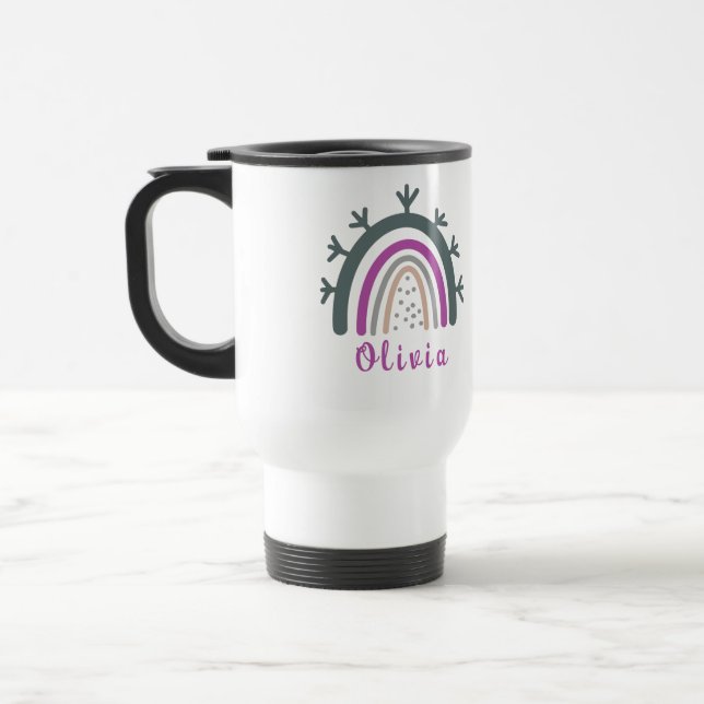 Personlig Namn med Cute Boho Rainbow Resemugg (Vänster)