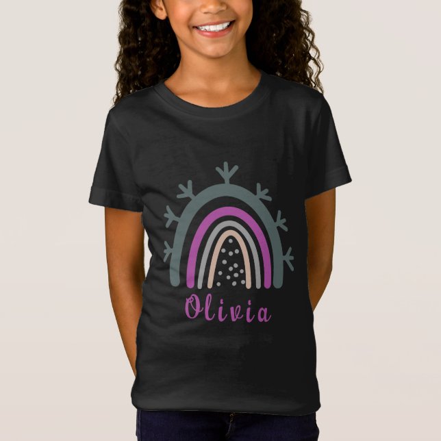 Personlig Namn med Cute Boho Rainbow T Shirt (Framsida)