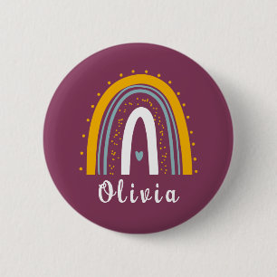 Personlig Namn med minimalistisk boho-regnbåge Knapp