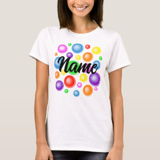 Personlig namn med regnbubblor t shirt