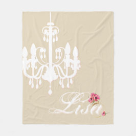 Personlig Namn med Rosa och White Chandelier Fleecefilt
