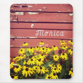 Personlig Namn med Rustic Wood & Flowers Musmatta