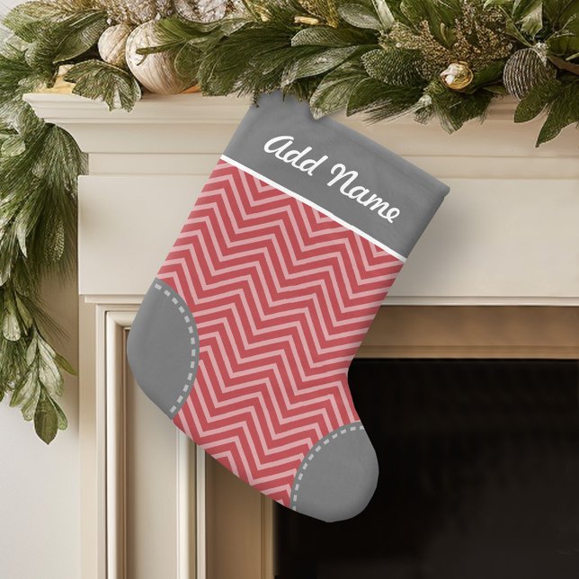 Personlig Namn med Trendig Chevron Mönster Liten Julstrumpa (Personalized Christmas Stocking)