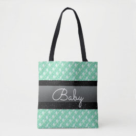 Personlig Namn Mint Grönt Polka dots Baby Tygkasse