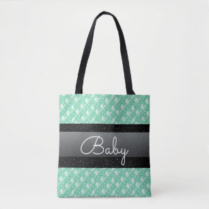 Personlig Namn Mint Grönt Polka dots Baby Tygkasse