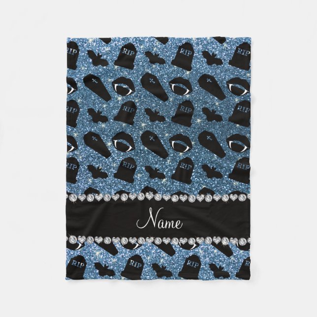 Personlig namn misty Blue glitter vampyr Fleecefilt (Framsidan)