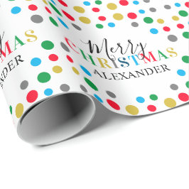 Personlig Namn Modern Färgrik Jul Presentpapper