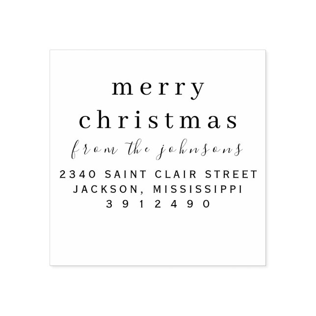 Personlig Namn - Modern God jul Stämpel (Tryck)