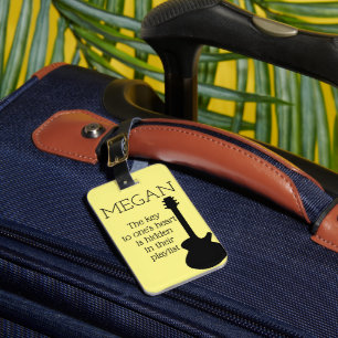 Personlig Namn Modern Minimal Electric Guitar Bagagebricka