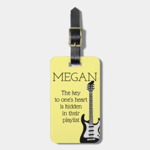 Personlig Namn Modern Minimal Electric Guitar Bagagebricka