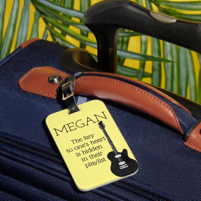 Personlig Namn Modern Minimal Electric Guitar Bagagebricka (Framsida Insitu 1)