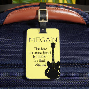 Personlig Namn Modern Minimal Electric Guitar L. Bagagebricka