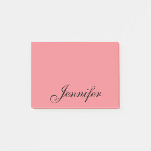 Personlig Namn Modern Rosa för rättskoral Post-it Block