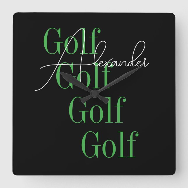 Personlig Namn Modern Typografi Fyrkantig Klocka (Framsida)