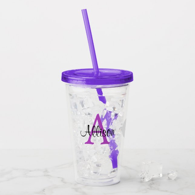 Personlig Namn Monogram Akryltumlare Take Away Mugg (Framsida Ice)