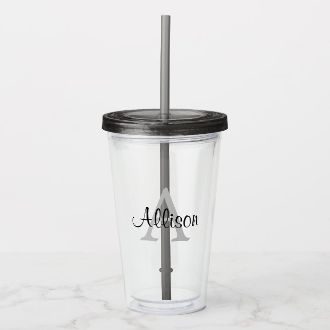 Personlig Namn Monogram Akryltumlare Take Away Mugg (Framsida)