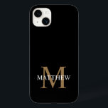 Personlig Namn Monogram Black<br><div class="desc">Skapa din egen svartrunda telefonväska för personlig med ditt eget namn och monogram.</div>