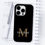 Personlig Namn Monogram Black<br><div class="desc">Skapa din egen svartrunda telefonväska för personlig med ditt eget namn och monogram.</div>