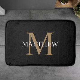 Personlig Namn Monogram Black Badrumsmatta
