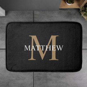 Personlig Namn Monogram Black Badrumsmatta