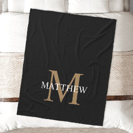 Personlig Namn Monogram Black Fleecefilt