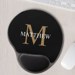 Personlig Namn Monogram Black Gel Musmatta<br><div class="desc">Skapa din egen svarta runda gelmusmatta med personligen med ditt eget namn och monogram.</div>