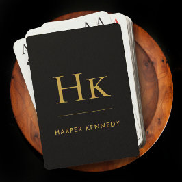 Personlig Namn Monogram Black Guld Casinokort