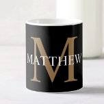 Personlig Namn Monogram Black Kaffemugg<br><div class="desc">Skapa din egen personlig svart,  runda kaffe mugg med ditt eget namn och monogram.</div>