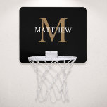 Personlig Namn Monogram Black Mini-Basketkorg<br><div class="desc">Skapa din egen personlig svarta runda basketboll ring med ditt eget namn och monogram.</div>