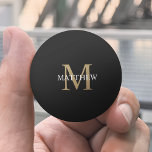 Personlig Namn Monogram Black Pingisboll<br><div class="desc">Skapa din egen personlig svart,  rund ping pong boll med ditt eget namn och monogram.</div>