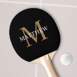 Personlig Namn Monogram Black Pingisracket<br><div class="desc">Skapa din egen personlig svart runda pingpongpaddel med ditt eget namn och monogram.</div>