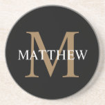 Personlig Namn Monogram Black Underlägg<br><div class="desc">Skapa din egen svarta runda i personligen underlägg med ditt eget namn och monogram.</div>