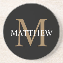 Personlig Namn Monogram Black Underlägg