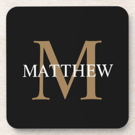 Personlig Namn Monogram Black Underlägg