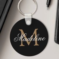 Personlig Namn Monogram Elegant Black Guld