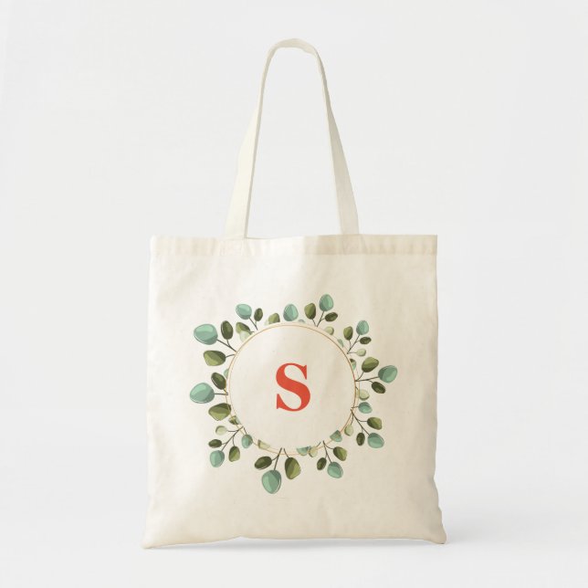 Personlig Namn Monogram Flower Design Toit Bag Tygkasse (Framsidan)